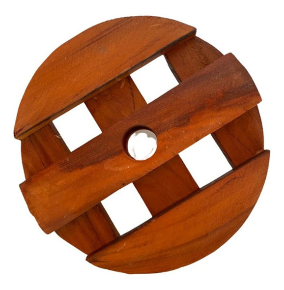 Suporte De Madeira Redondo 35cm Com Rodinha Para Vasos 0