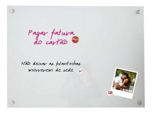 Lousa De Vidro Magnética Branca - 80x60 Cm 0