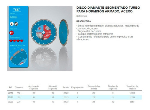 Disco Diamantado Super Cantero Leman 230x2,7x12x22,23mm 1