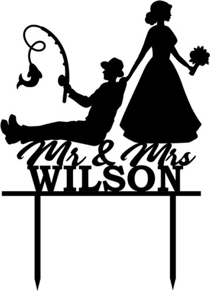 Cake Topper Adorno Torta Boda Pareja Pescador Perzonalizado 0