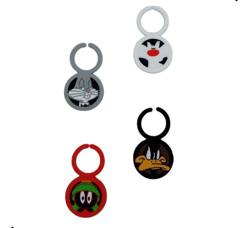 Kit Com 4 Marcadores De Taça Silicone Looney Personagens 0