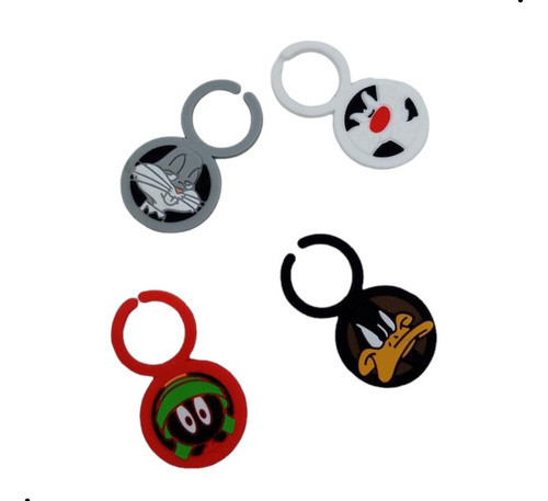 Kit Com 4 Marcadores De Taça Silicone Looney Personagens 1