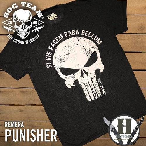 Remera Tactica Negra Punisher Si Vis Pacem Para Bellum Talle 0