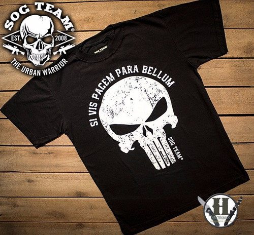 Remera Tactica Negra Punisher Si Vis Pacem Para Bellum Talle 1