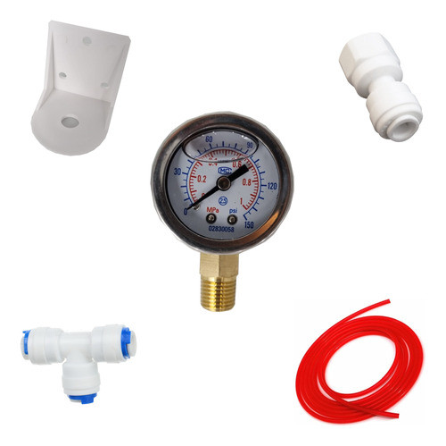 Kit Completo Com Manômetro De Pressão 150 Psi Para Filtro Ro 0