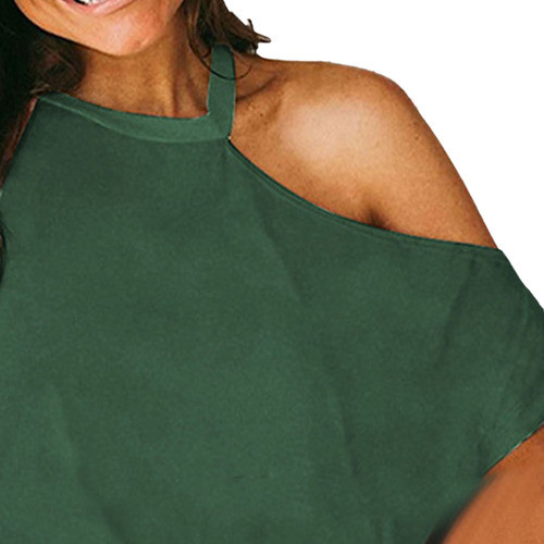 Blusas Soltas Femininas De Um Lado, Ombro Frio, Cor Pura, Mo 1