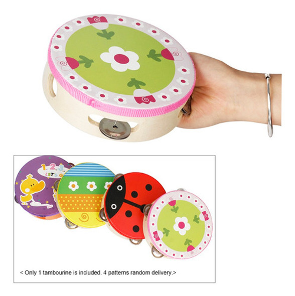 6 Portátil Pamborim Mão Tambor Percussão Brinquedo Musical C 0