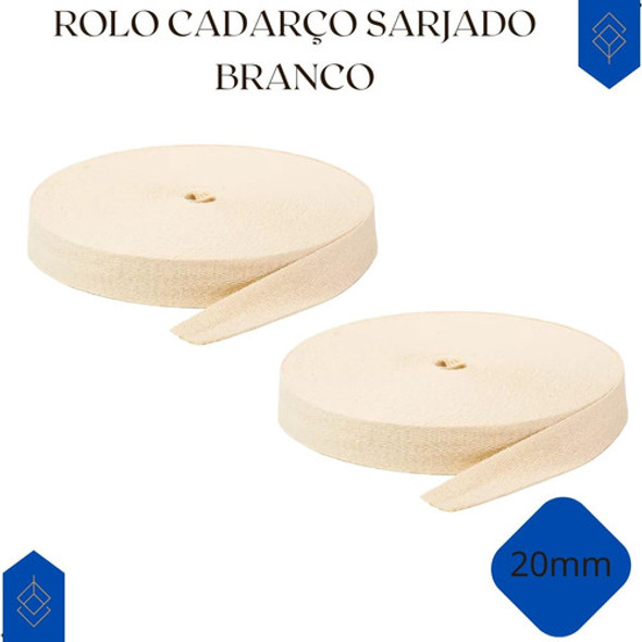 Kit 2 Rolos Cadarço Sarjado Cru 3020 20mm C/50 Mts 1