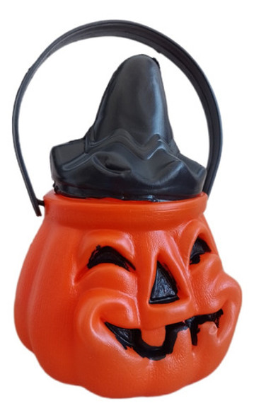 Calabaza Caramelera Con Tapa Plástica Halloween Decoración 1