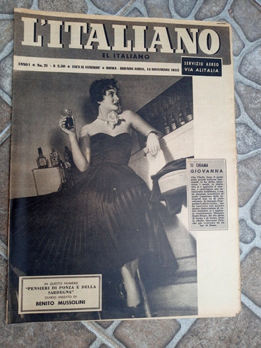 El Italiano Año 1 - N.21 - Año 1952 - Lollobrigida Mussolini 0