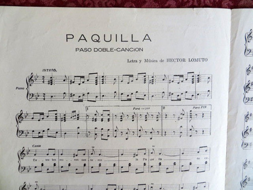 Paquilla, Hector Lomuto Partitura 1