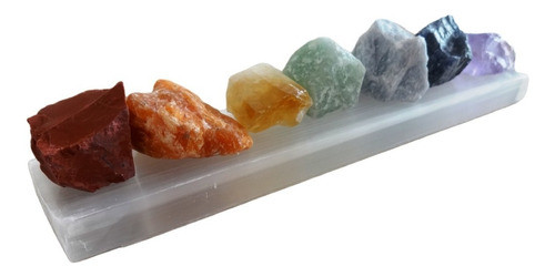 7 Pedras Chakras Placa Selenita Branca P/limpeza E Harmonia 0
