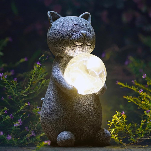 ~? Tiejiajiang Solar Cat Statue Garden Decor - Cat Lover Gif 0