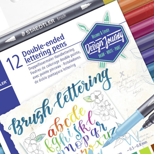 Estojo Brush Letter Ponta Dupla 12 Cores - Staedtler 1