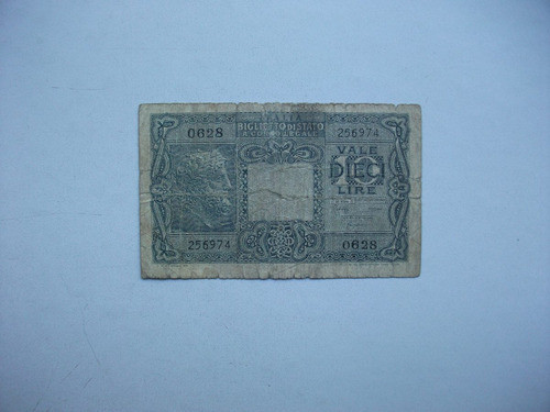 Antiguo Billete Italiano De Diez Liras - Dieci Lire 0
