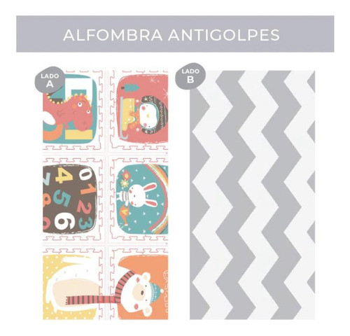 Alfombra Antigolpes Reversible 120 X 180 Dinos Rainbow 0