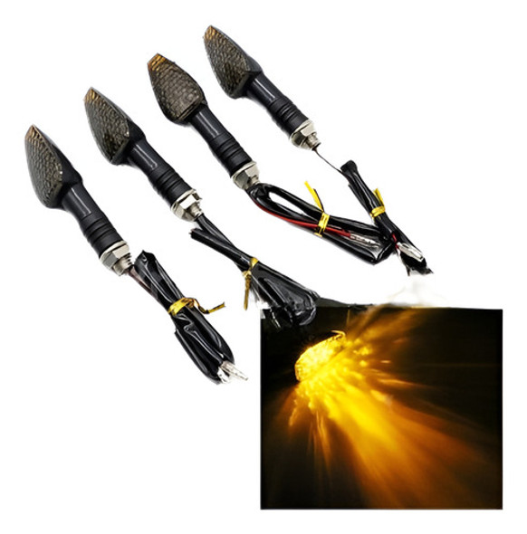 4 X Moto Universal 12 Led Turno Señales Indicador Luz Ámbar 0