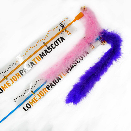 Juguete Para Gato Cañita Varita Pluma Cascabel 1