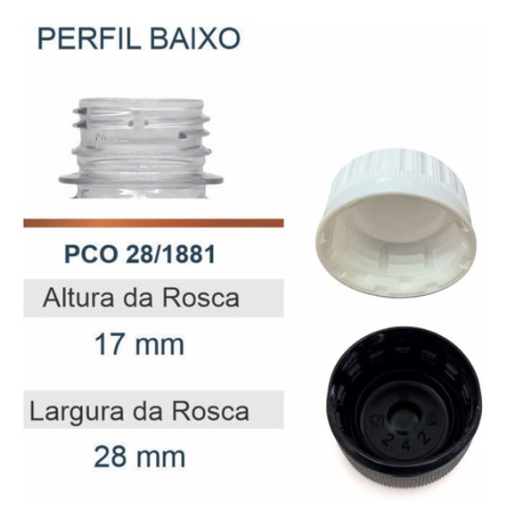 50 Tampas Para Garrafa Pet Com Lacre 28mm - Perfil Baixo 1 50 Tampas Para Garrafa Pet Com Lacre 28mm - Perfil Baixo 1
