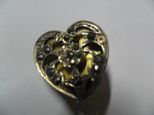 Antigua Hebilla Traba Piedra Bronce Corazon  Moda Deco 0