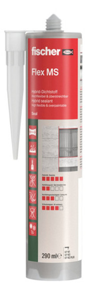 Fischer Flex Ms Sellador Híbrido Gris Pintable 290ml Cartuch 0