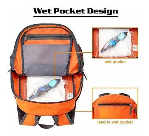 Mochila 40 L Para Senderismo, Trekking - A7 Naranja. 1