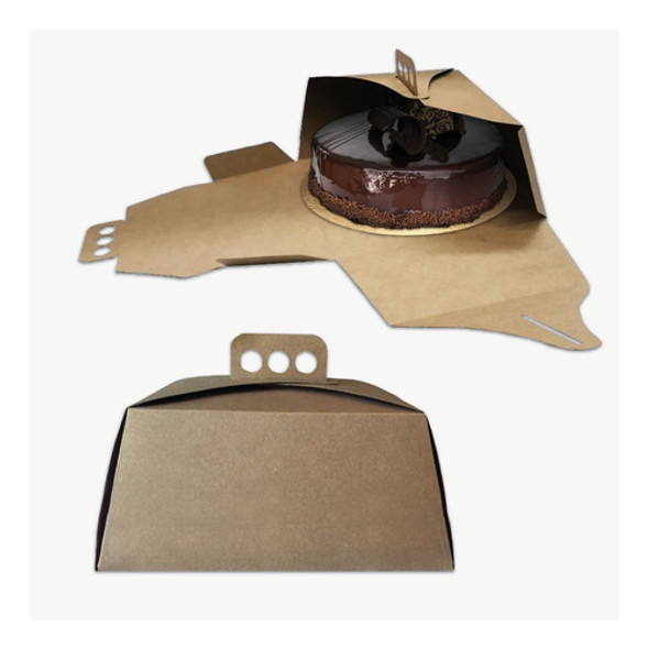 Cajas Para Tortas Altas Postres Kraft 30x30x15 Pack X 25 Uni 0