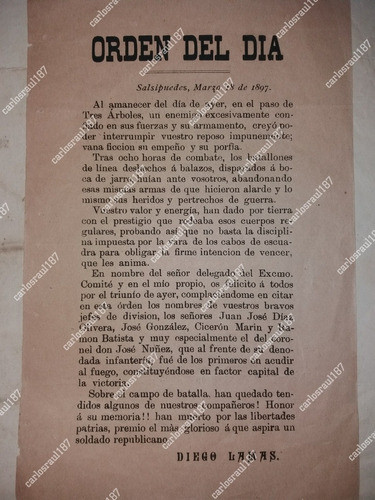 Documento Diego Lamas Triunfo Tres Árboles Impreso De 1897 0