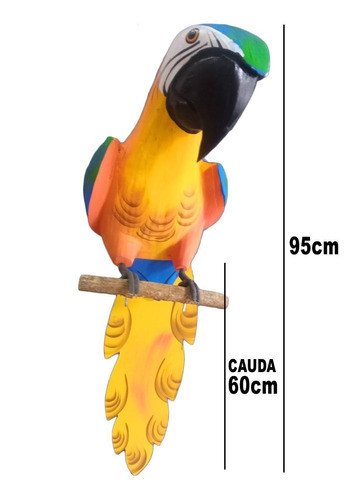 Pássaro Arara Amarela - Decoração - Asa Fechada G 90cm 1