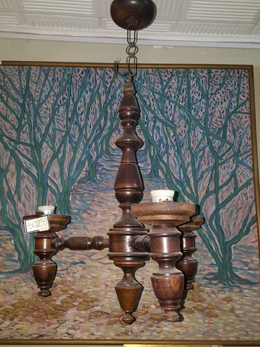 Araña Tres Brazos Estilo Colonial Madera Cod 30239 0