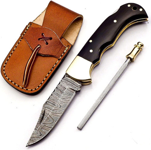 Cuchillo Navaja Plegable Acero Damasco Fh Knives Camping 0