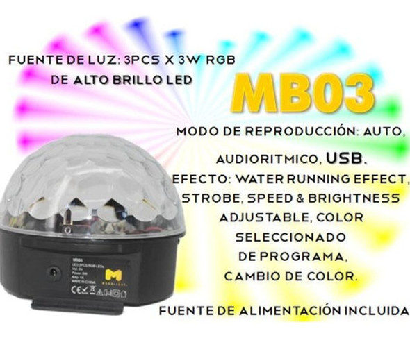 Esfera Bola Led Audioritmica Mp3 Moon Mb03 1 Esfera Bola Led Audioritmica Mp3 Moon Mb03 1