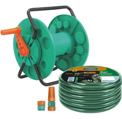Enrollador Soporte Mas Manguera Verde 30 Metros Tramontina 0
