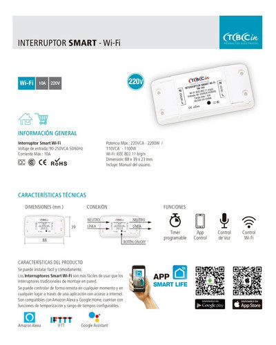 Interruptor Inteligente Wifi Smart 220v 10a Timer Tbcin 1
