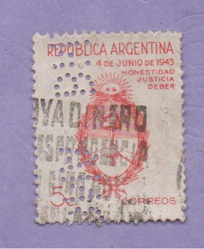 Sello Perforado De Escudo De Argentina 0