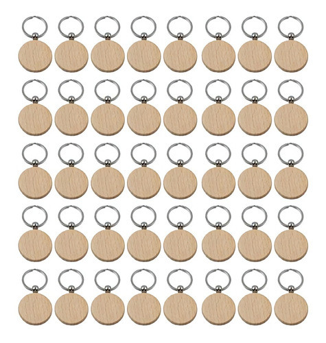 40 Unidades De Chaveiro Redondo De Madeira Em Branco Diy Cha 0