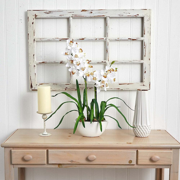 Casi Natural 4803 Cymbidium Con Flor De Seda De Jarrón Blanc 1