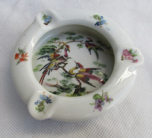 Antiguo Cenicero, Porcelana Dresden Motivo Aves 0