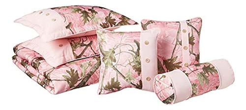 Juego De Edredones Camuflaje Roble Acentos, Reina, Rosa 0