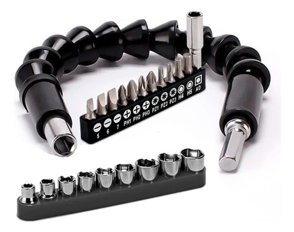 Extensor Flexivel Parafusadeira Universal + Bits E Soquetes 0