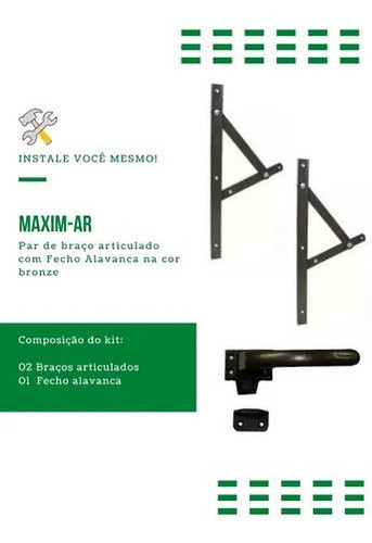 Kit Janela Maxim-ar Braço 40cm  Preto 1