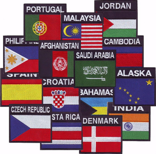 10 Parche Apliques Bordado Banderas Paises Con Nombre Pais 0