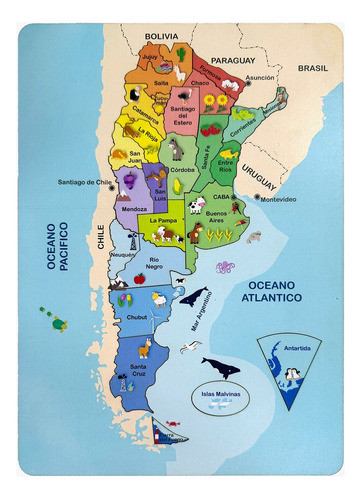 Rompecabezas Madera Mapa Argentina Puzzle 25 Piezas Infantil 0