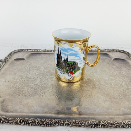 Fina Jarra Porcelana Alemana Antigua Bañada Oro 22k Mirala 1