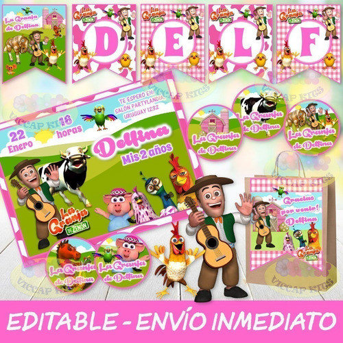 Kit Imprimible La Granja De Zenón Nena Editable Deco Candy 1