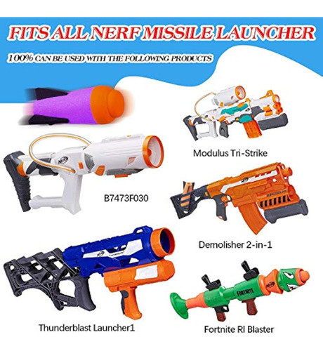 Ruibytree Recambio De Mega Misiles Para Nerf 1