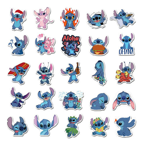 50 Calcomanas De Vinilo Impermeables De Lilo & Stitch Para B 1