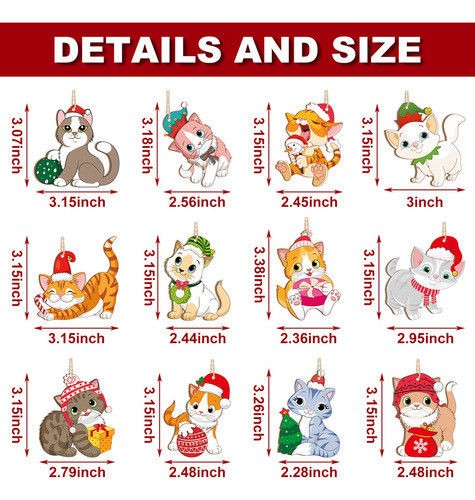 36 Adornos De Navidad Para Gatos, Adornos Decorativos De Mad 1