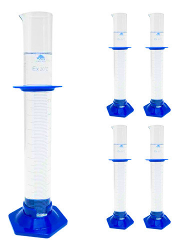 Proveta 250ml Vidro C/ Base Plástica Graduado - 5 Peças 0