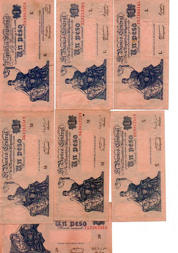 Lote 7 Billetes 1 Peso M$n Serie Progreso Diferente Bottero 0